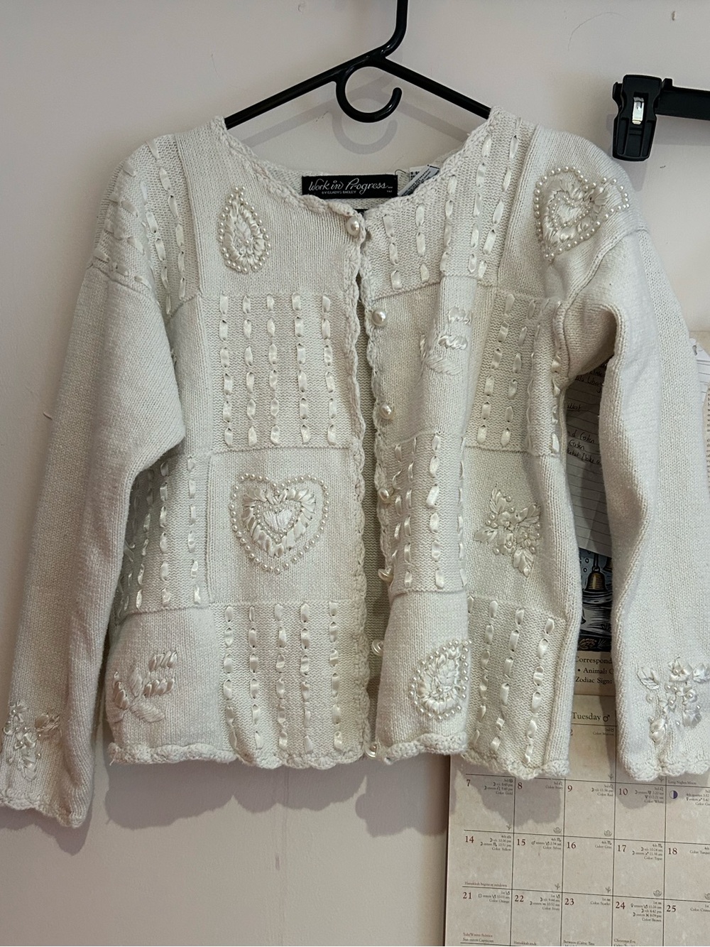 Vintage Beaded White Cardigan